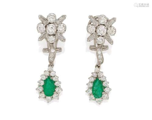 Emerald Diamond Earstuds/clips