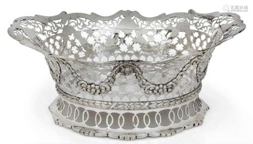 A late Victorian silver cake basket, London, 1899, Daniel &a...