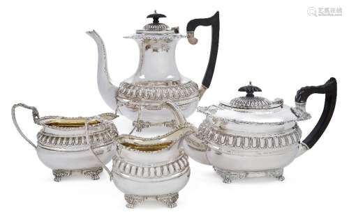 An Edwardian silver four-piece tea set, Chester, 1906, Georg...