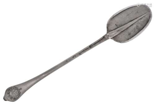 A late 17th/early 18th century silver dog-nose basting spoon...
