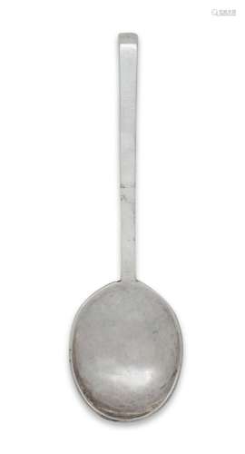 A silver slip-top spoon, apparently unmarked, the tapering s...