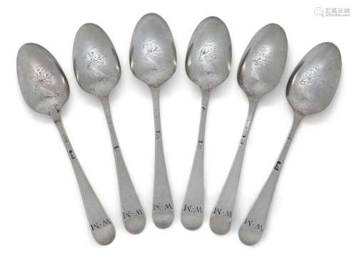 A set of six George III silver 'Dove & Olive Branch' pic...