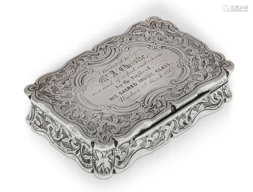 A Victorian silver snuff box, Birmingham, 1860, Frederick Ma...