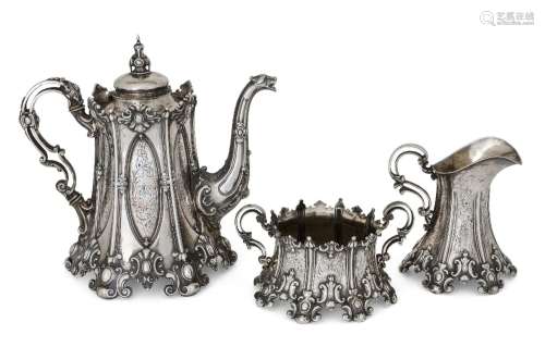 A Swedish silver three-piece tea set, Stockholm, 1908, Gulds...