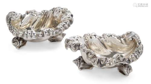 A pair of William IV silver shell bonbon dishes, London, 183...
