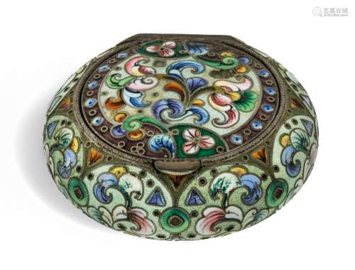 A Russian cloisonne enamel snuff box, Moscow, 1908-1926, 6th...