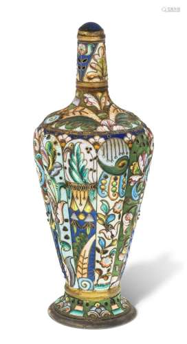 A Russian cloisonne enamel perfume bottle, Moscow, 1908-1926...