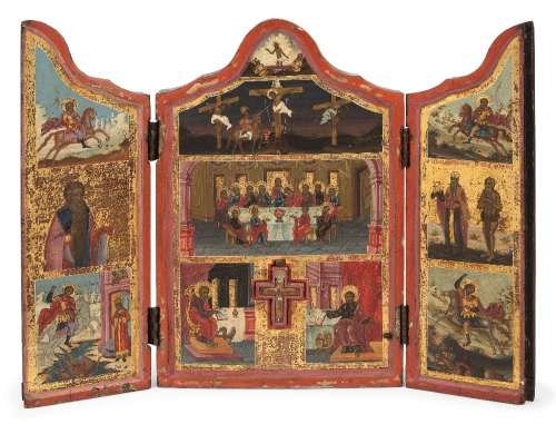 A Russian travelling triptych icon
