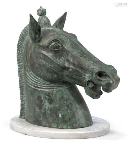 An Italian bronze horse's head