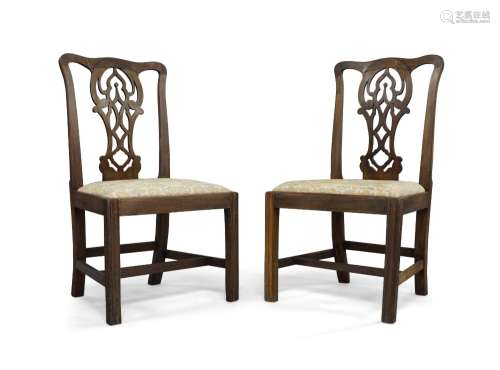 A pair of George III mahogany side chairs