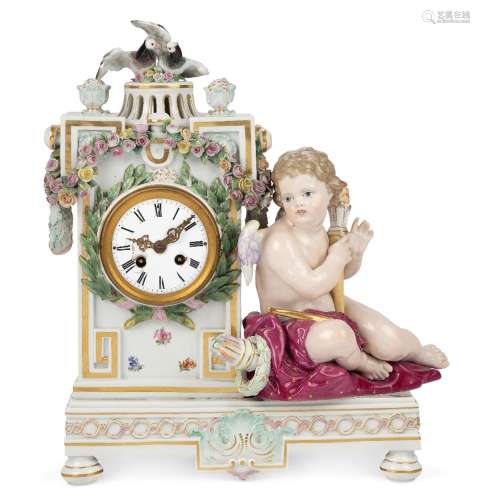 A Meissen porcelain mantel clock case