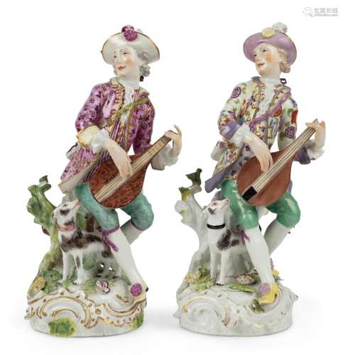 Two Meissen porcelain figures of musicians