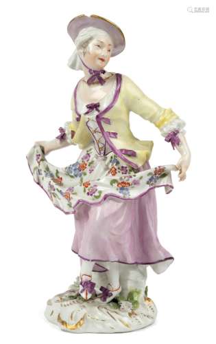A Meissen porcelain figure of a girl dancing