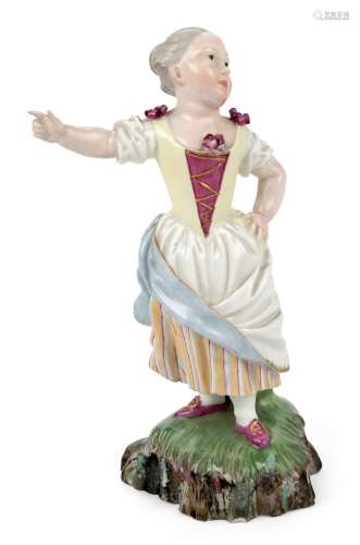 A German porcelain figure of a Bauermadchen (Peasant girl)