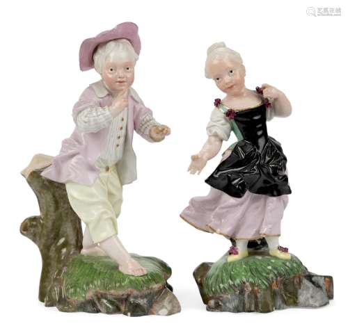 Two German porcelain figures of the Madchen mit flatterndem ...