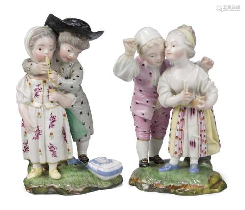 A Hochst porcelain group of Kinder mit Vogelneßt (Children w...