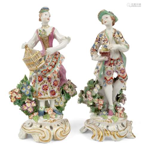 A pair of Bow porcelain figures emblematic of Liberty and Ma...