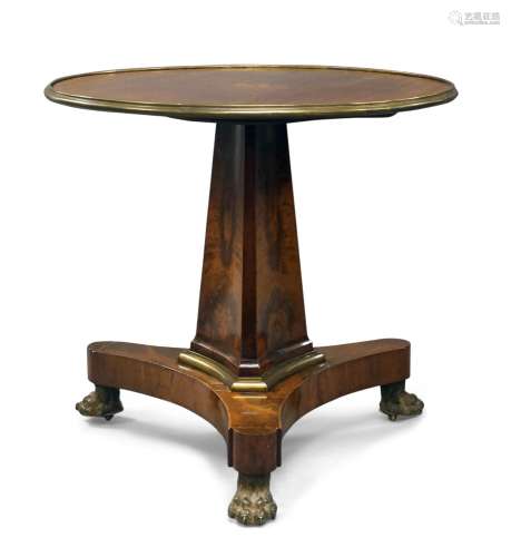 A German brass mounted mahogany centre table