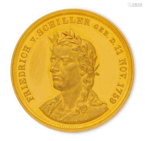 A German commemorative gold medallion for the centenary of t...