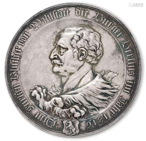 A silver medallion commemorating Field Marshall Blucher