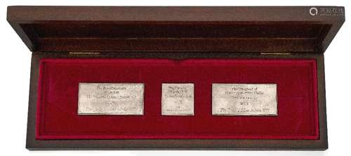 Two wooden cased silver proof coins sets