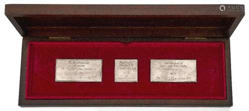Two wooden cased silver proof coins sets