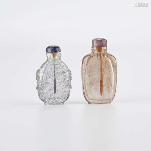 Group of 2 Chinese Rock Crystal Snuff Bottles