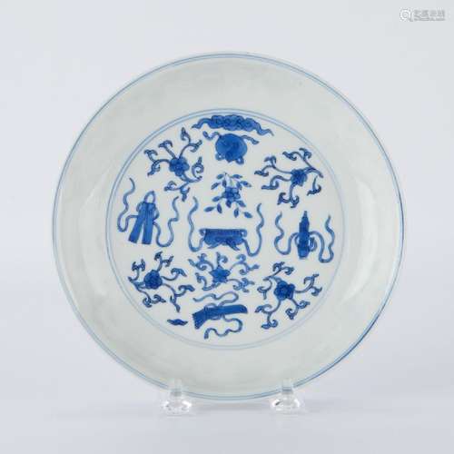 Fine Chinese Kangxi Blue & White Porcelain Dish