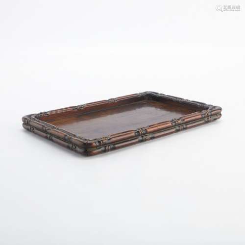 Chinese Carved Wooden Rosewood Tray