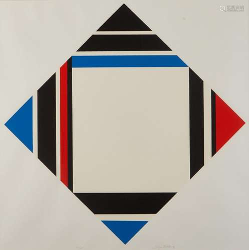 Ilya Bolotowsky Red/Blue/Black Diamond Silkscreen