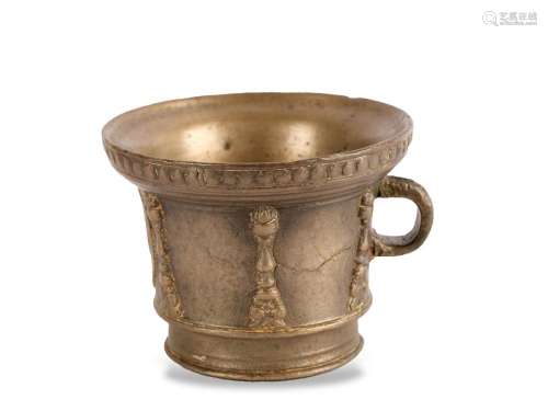 Mortar with one handle, 16./17. Century, Cast bronze