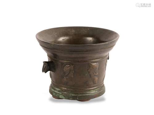 Mortar with two handles, 16./17. Century, Cast bronze