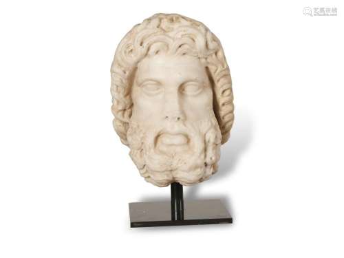 Exceptional museum-quality head, Neptune or Jupiter, Roman