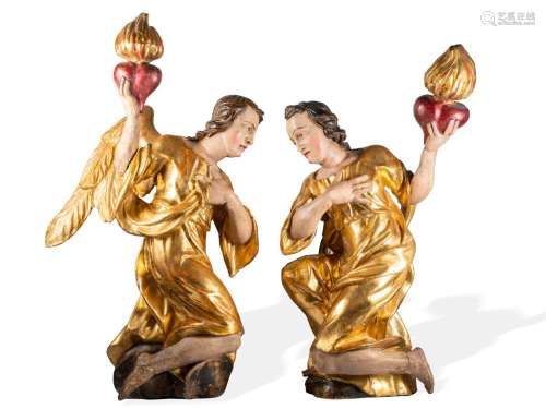Pair of kneeling angels, South German, 18th century