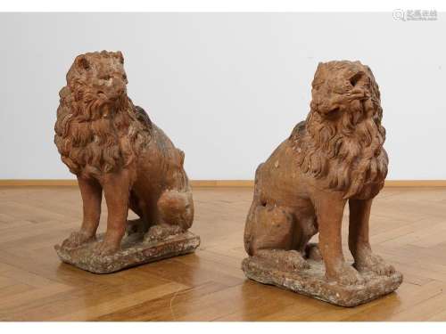 Pair of sitting lions, Italy, 18./19. Century