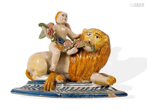 Putto riding on a lion, Italy, 17./18. Century