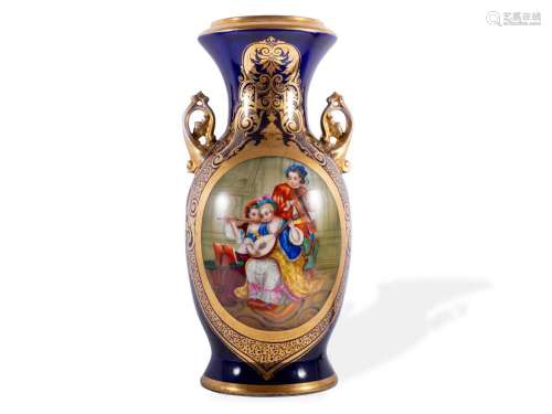 Porcelain vase, In the style of Sevres, Porcelain decorated ...