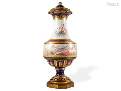 Porcelain vase, In the style of Sevres, Porcelain decorated ...