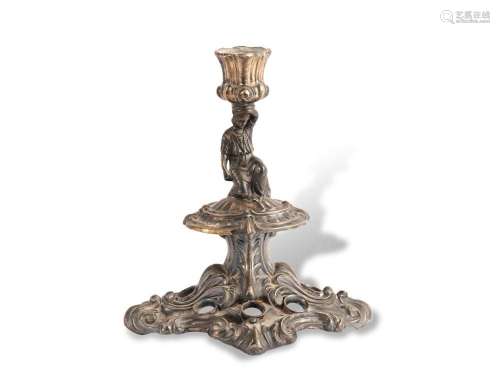 Candlestick, Around 1860, Silver embossed