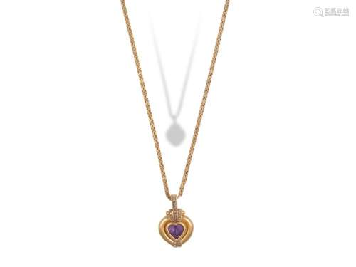 Chain with pendant in the shape of heart, 14 ct yellow gold