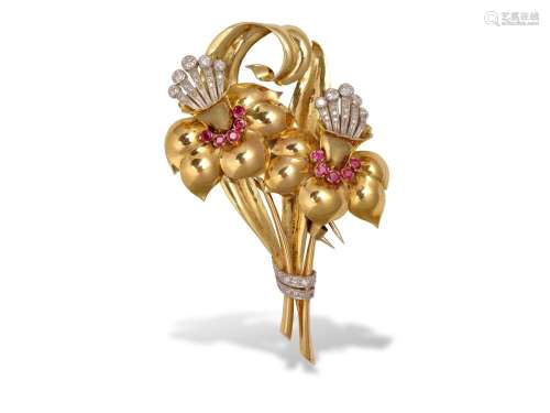 Brooch, 18 ct gold, Around 1940