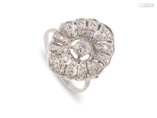 Ring, Around 1925, Platinum, diamonds: central diamond 0.2 c...