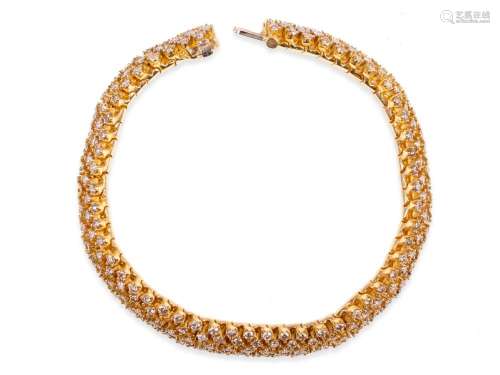Bracelet, 14 ct gold, Circumferentially set with diamonds