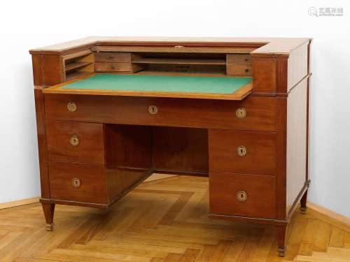 Empire desk, Around 1800/10, oak body, mahogany veneer