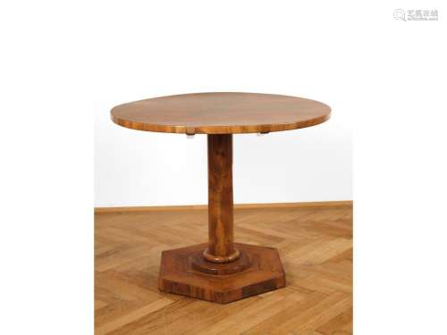 Round Biedermeier table, Around 1830/40, Softwood body, waln...