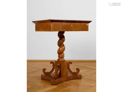 Biedermeier style side table, Around 1840, Part solid walnut...