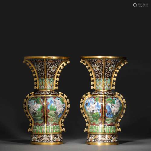 Qing Dynasty,Cloisonne Flower Vessels