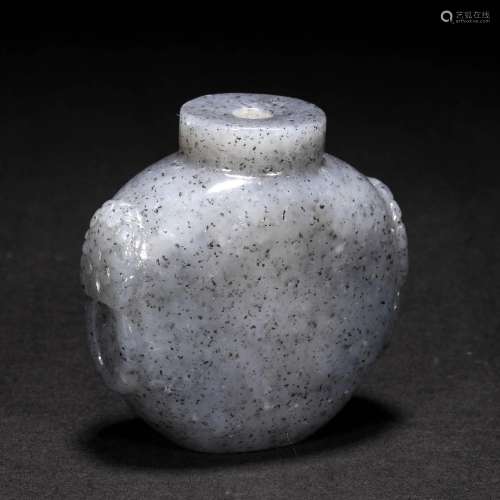 Qing Dynasty,Hetian Flower Seed Jade Snuff Bottle