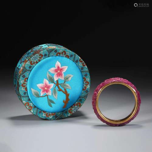 Qing Dynasty,Tourmaline Carved Flower Bracelet