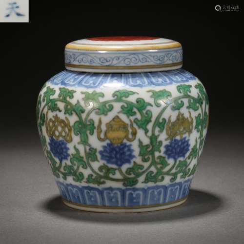 Ming Dynasty,Multicolored Flower Tianzi Jar
